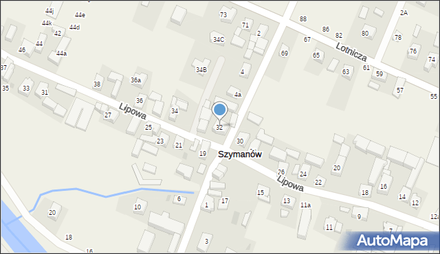 Szymanów, Lipowa, 32, mapa Szymanów