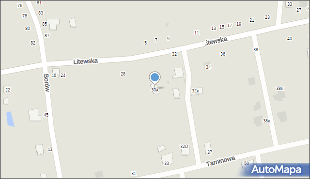 Tarnobrzeg, Litewska, 30a, mapa Tarnobrzegu