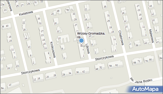 Toruń, Liliowa, 9, mapa Torunia