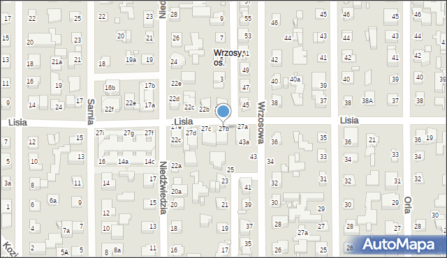 Toruń, Lisia, 27b, mapa Torunia