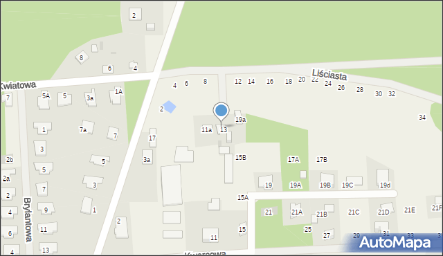 Trzciany, Liściasta, 10, mapa Trzciany