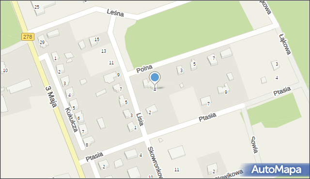 Trzebiechów, Lisia, 4, mapa Trzebiechów