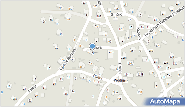 Trzebinia, Lipowa Boczna, 5, mapa Trzebinia