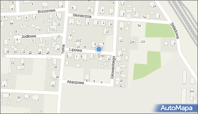 Tworóg, Lipowa, 1, mapa Tworóg