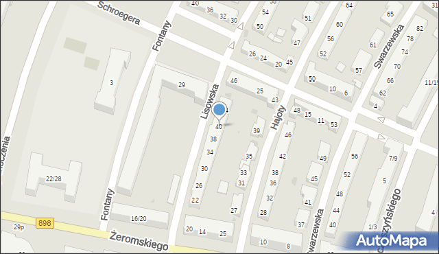 Warszawa, Lisowska, 40, mapa Warszawy
