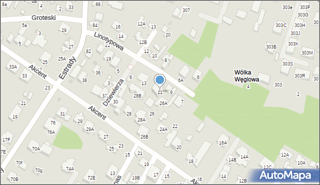 Warszawa, Linotypowa, 11, mapa Warszawy