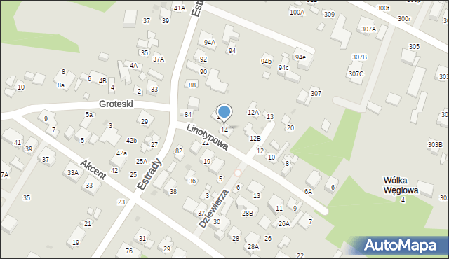 Warszawa, Linotypowa, 14, mapa Warszawy