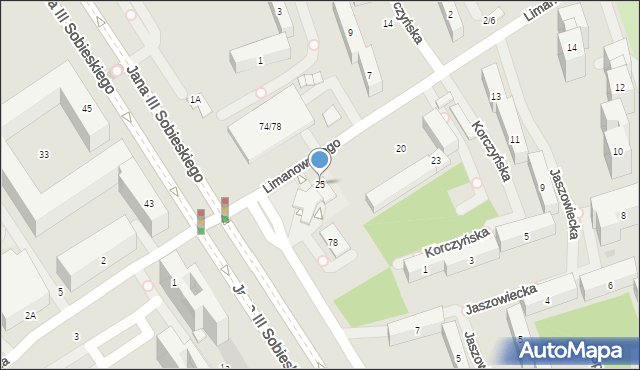 Warszawa, Limanowskiego Bolesława, 25, mapa Warszawy