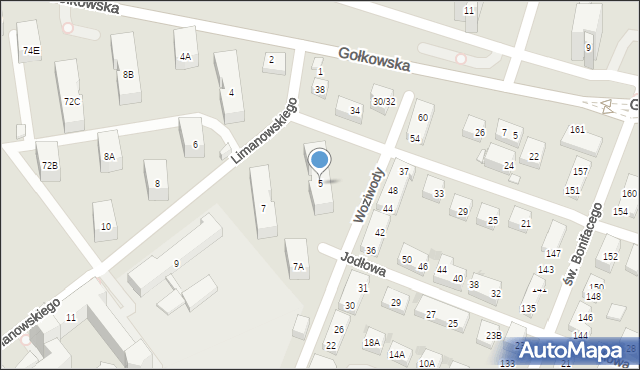 Warszawa, Limanowskiego Bolesława, 5, mapa Warszawy