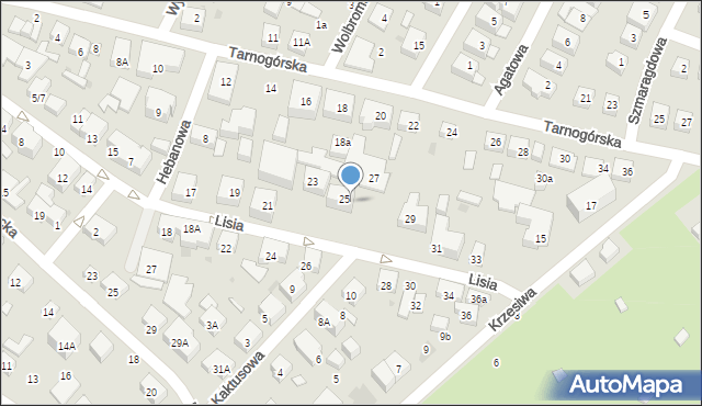 Warszawa, Lisia, 25A, mapa Warszawy