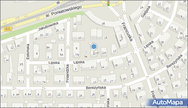 Warszawa, Lipska, 11, mapa Warszawy