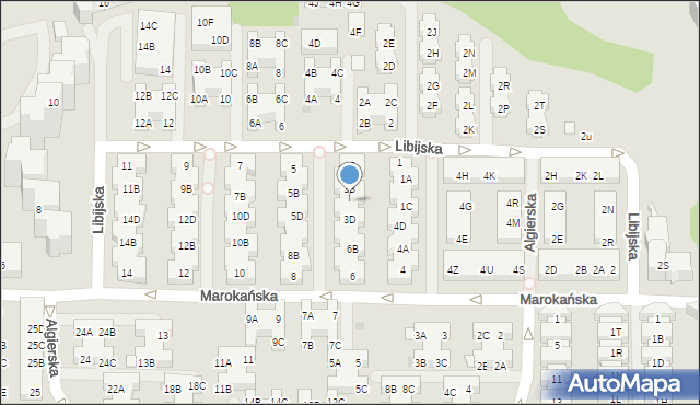 Warszawa, Libijska, 3C, mapa Warszawy