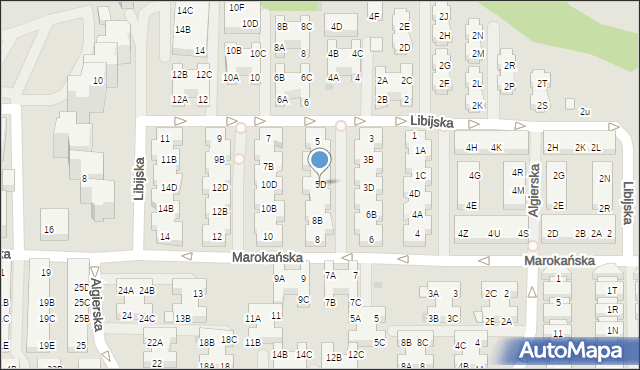 Warszawa, Libijska, 5D, mapa Warszawy