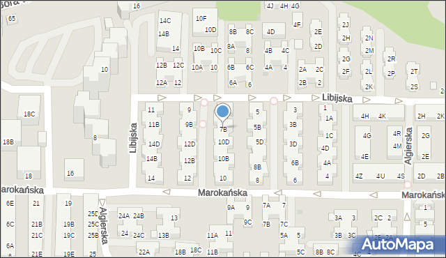 Warszawa, Libijska, 7B, mapa Warszawy