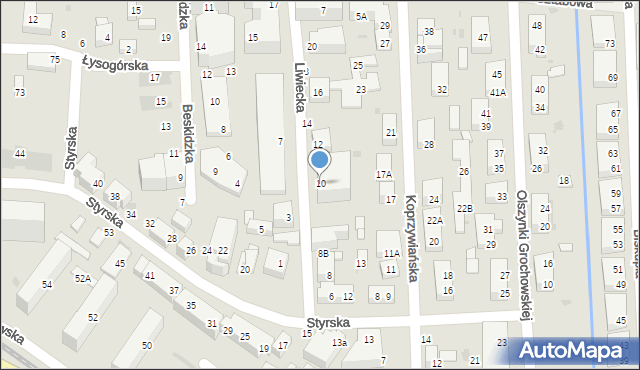 Warszawa, Liwiecka, 10, mapa Warszawy