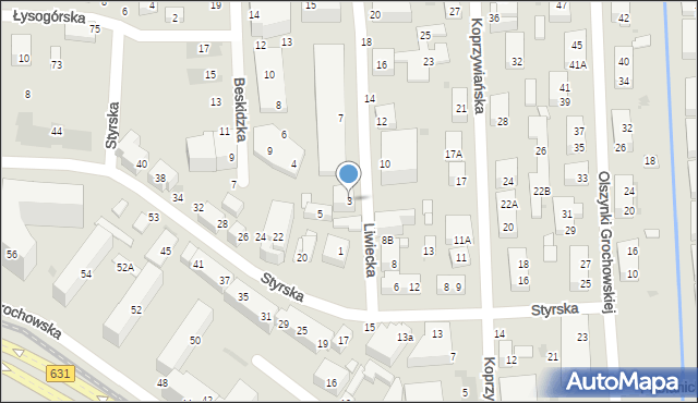 Warszawa, Liwiecka, 3, mapa Warszawy