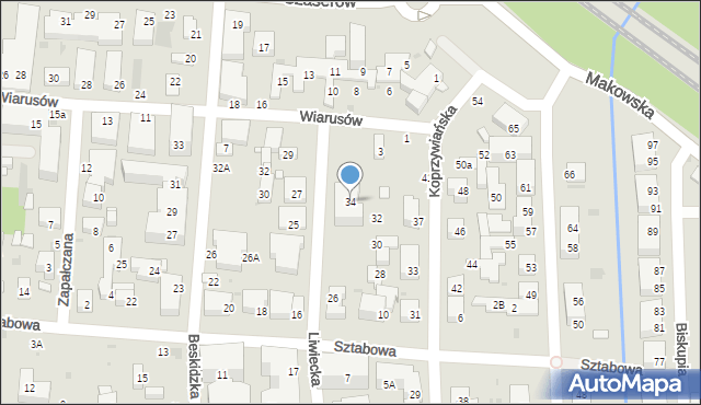 Warszawa, Liwiecka, 34, mapa Warszawy