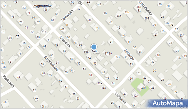 Warszawa, Licealna, 54A, mapa Warszawy