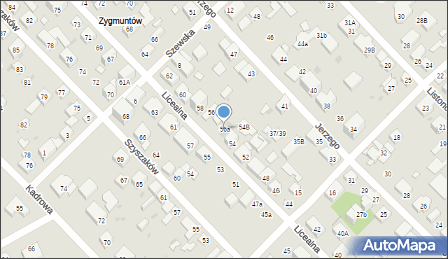 Warszawa, Licealna, 56a, mapa Warszawy