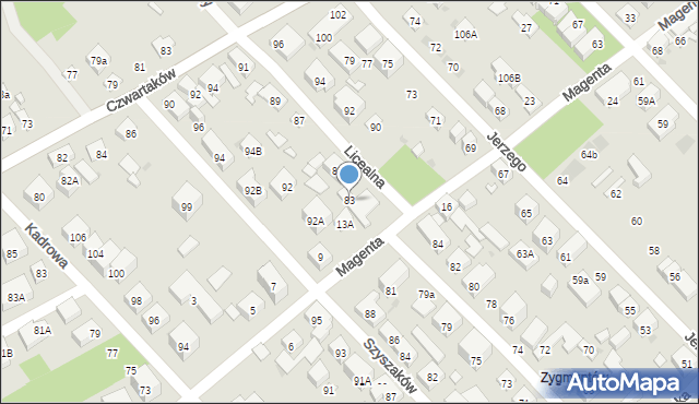 Warszawa, Licealna, 83, mapa Warszawy