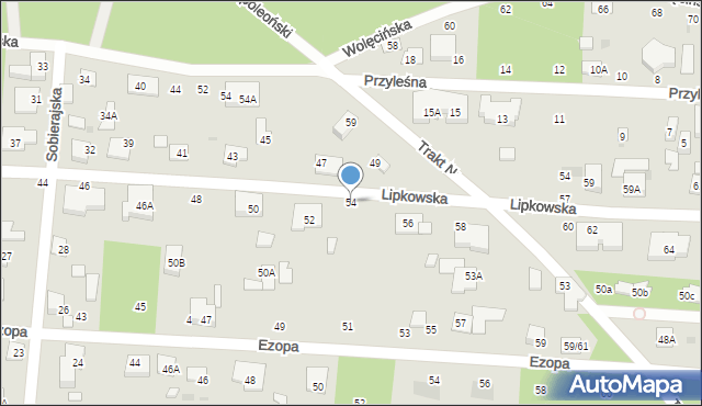 Warszawa, Lipkowska, 54, mapa Warszawy