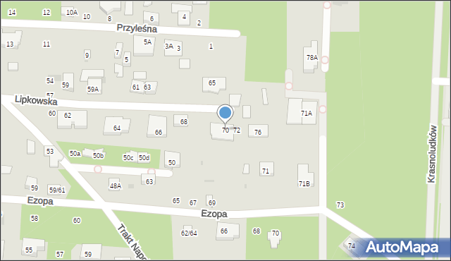 Warszawa, Lipkowska, 70, mapa Warszawy