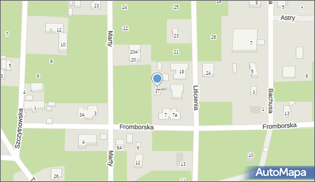 Warszawa, Liścienia, 17, mapa Warszawy