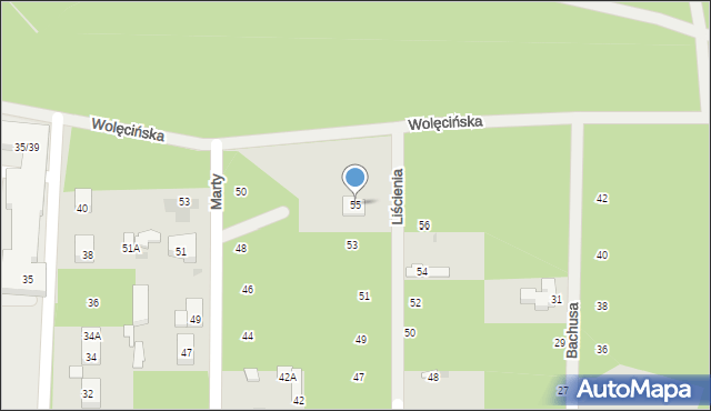 Warszawa, Liścienia, 55, mapa Warszawy