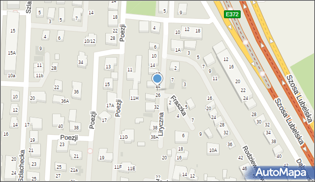 Warszawa, Liryczna, 24, mapa Warszawy