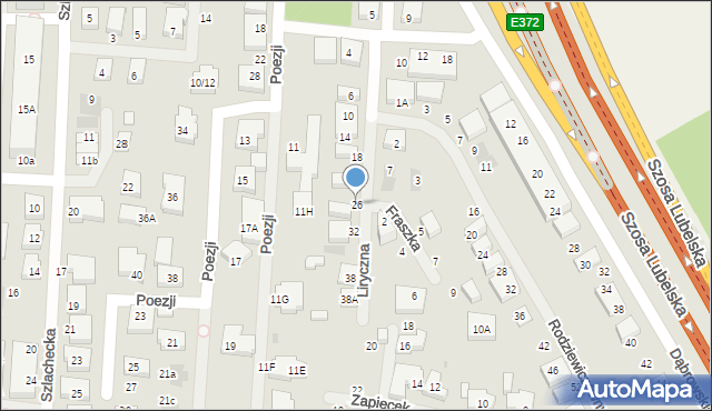 Warszawa, Liryczna, 26, mapa Warszawy