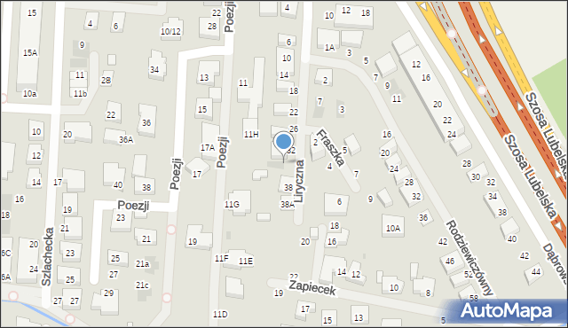 Warszawa, Liryczna, 36, mapa Warszawy