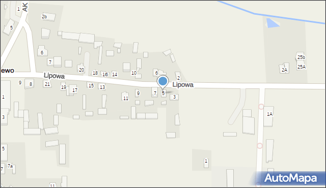 Wąsewo, Lipowa, 5, mapa Wąsewo