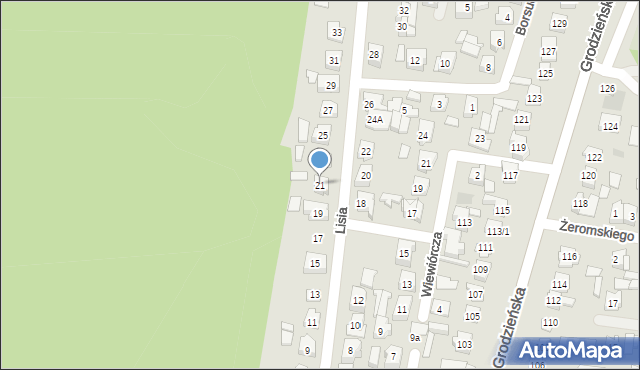 Wasilków, Lisia, 21, mapa Wasilków