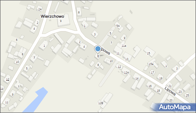 Wierzchowo, Lipowa, 6, mapa Wierzchowo