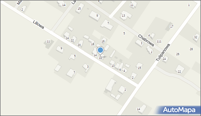 Wikielec, Liliowa, 12, mapa Wikielec