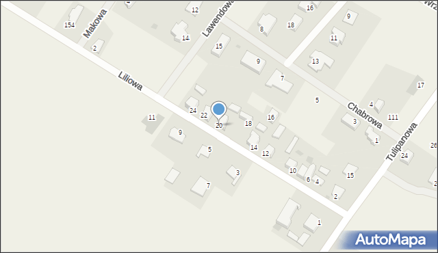 Wikielec, Liliowa, 20, mapa Wikielec