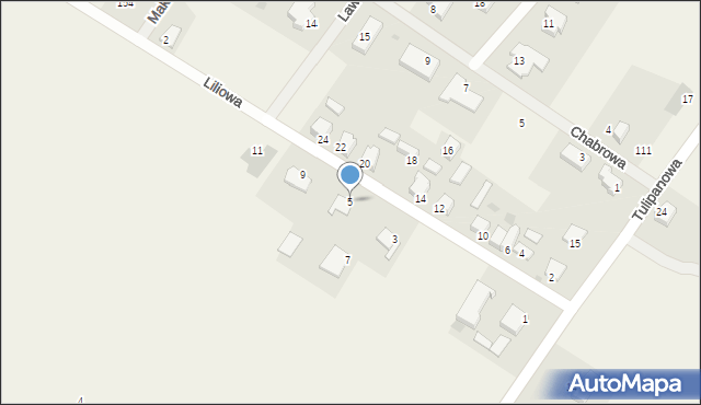 Wikielec, Liliowa, 5, mapa Wikielec