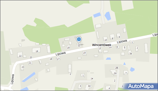 Wincentówek, Lipowa, 12, mapa Wincentówek