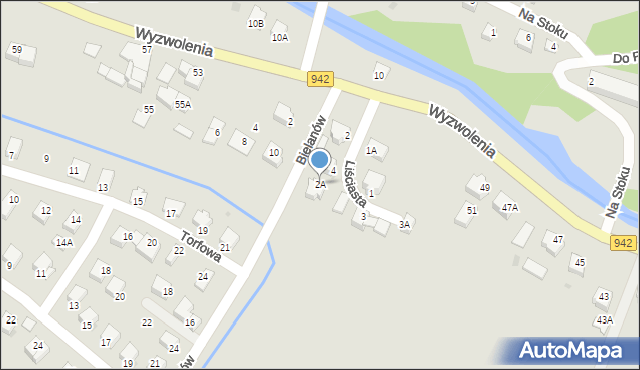 Wisła, Liściasta, 2A, mapa Wisła
