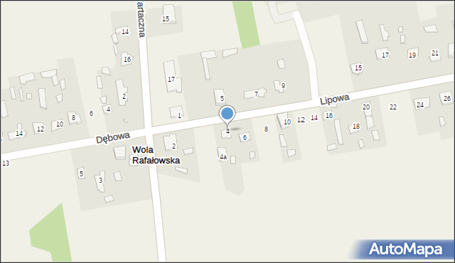 Wola Rafałowska, Lipowa, 4, mapa Wola Rafałowska