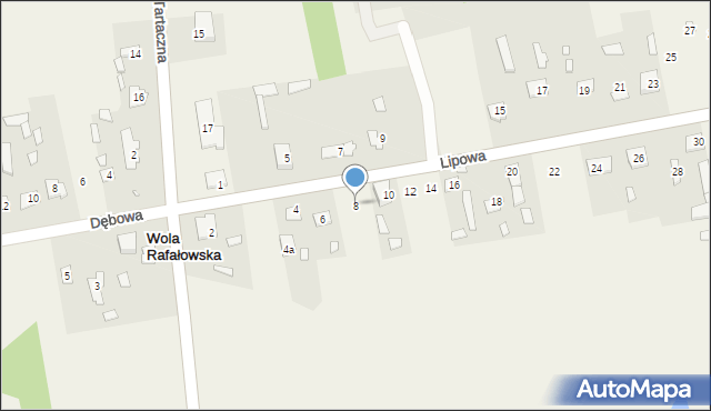 Wola Rafałowska, Lipowa, 8, mapa Wola Rafałowska