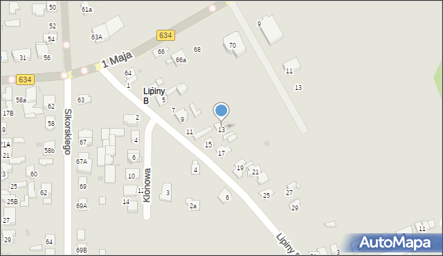 Wołomin, Lipiny B, 13a, mapa Wołomin