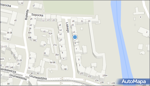 Wrocław, Liskego Ksawerego, 9, mapa Wrocławia