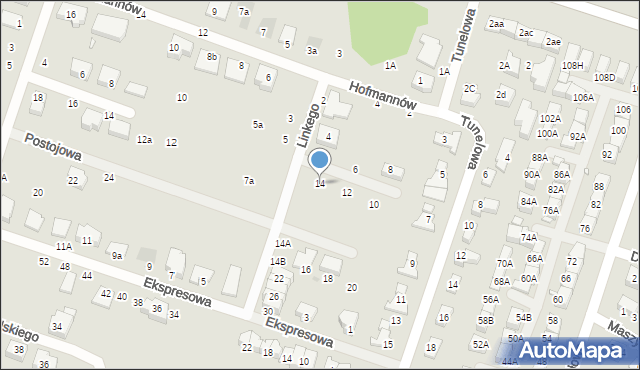 Wrocław, Linkego Godfryda, 14, mapa Wrocławia