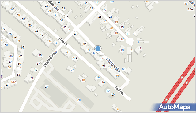 Wrocław, Lidzbarska, 65, mapa Wrocławia