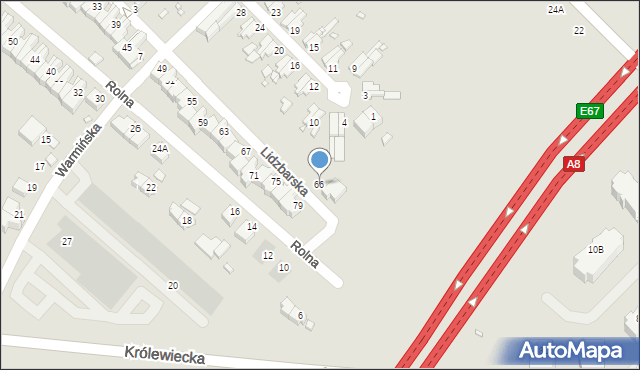 Wrocław, Lidzbarska, 66, mapa Wrocławia