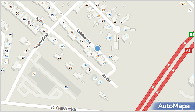 Wrocław, Lidzbarska, 75, mapa Wrocławia