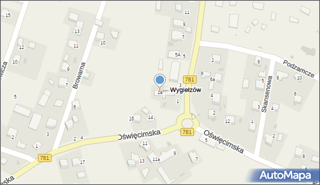 Wygiełzów, Lipowiecka, 1a, mapa Wygiełzów