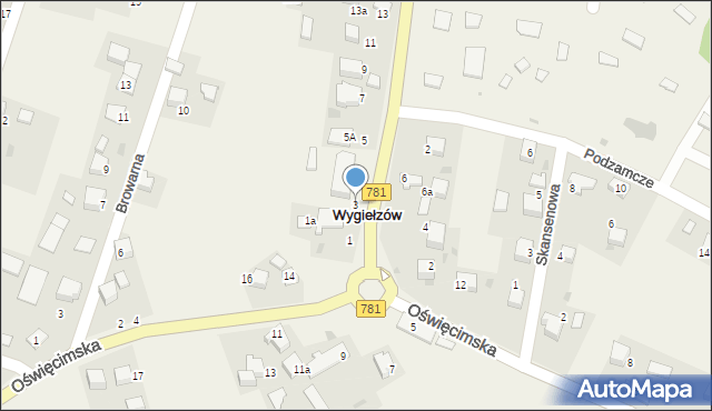 Wygiełzów, Lipowiecka, 3, mapa Wygiełzów