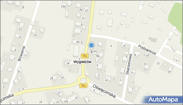 Wygiełzów, Lipowiecka, 6, mapa Wygiełzów